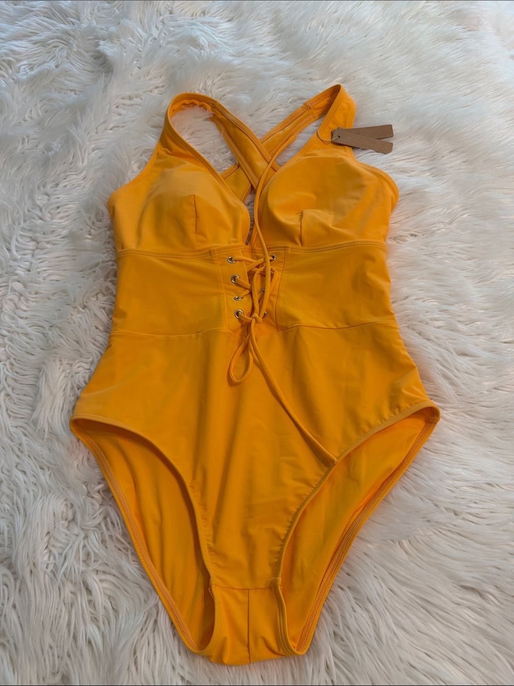 SHAPELLX ORANGE Lace-Up One-Piece Swimsuit size M brand new